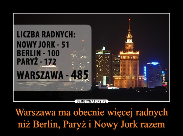 469 radnych w Warszawie, Nowy Jork tylko 51 na 8,5 mln. mieszkańców