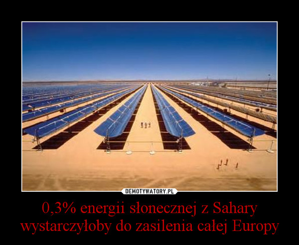 0,3% energii słonecznej z Sahary wystarczyłoby do zasilenia całej Europy
