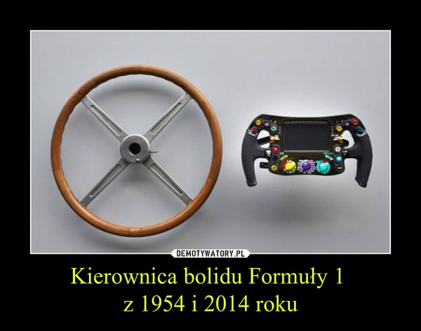 Kierownica bolidu Formuły 1 z 1954 i 2014 roku –  