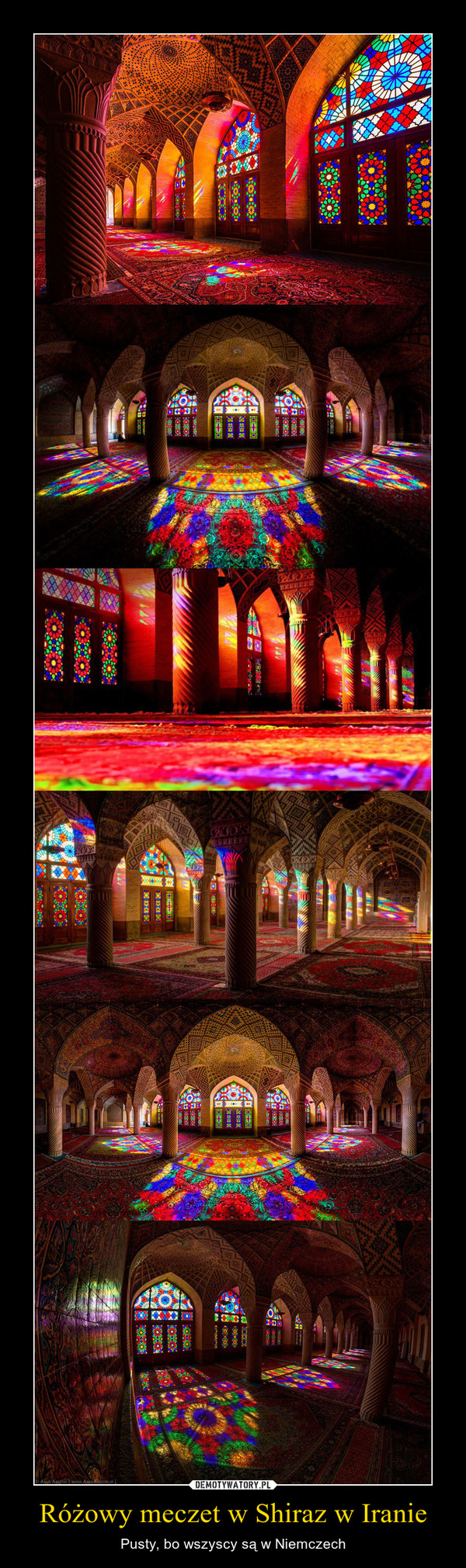Różowy meczet w Shiraz w Iranie – Pusty, bo wszyscy są w Niemczech 