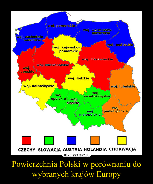 Powierzchnia Polski w porównaniu do wybranych krajów Europy –  
