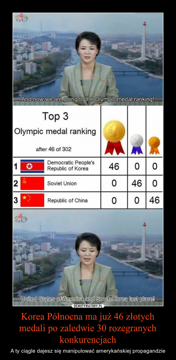 Korea Północna ma już 46 złotych medali po zaledwie 30 rozegranych konkurencjach – A ty ciągle dajesz się manipulować amerykańskiej propagandzie 