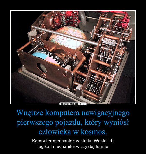 Wnętrze komputera nawigacyjnego pierwszego pojazdu, który wyniósł człowieka w kosmos. – Komputer mechaniczny statku Wostok 1:logika i mechanika w czystej formie 