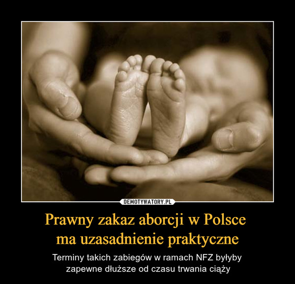 Prawny zakaz aborcji w Polsce ma uzasadnienie praktyczne – Terminy takich zabiegów w ramach NFZ byłyby zapewne dłuższe od czasu trwania ciąży 