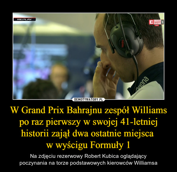W Grand Prix Bahrajnu zespół Williams po raz pierwszy w swojej 41-letniej historii zajął dwa ostatnie miejsca 
w wyścigu Formuły 1