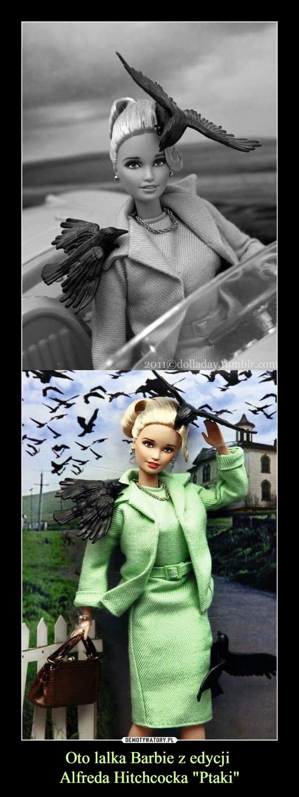 Oto lalka Barbie z edycji Alfreda Hitchcocka "Ptaki" –  