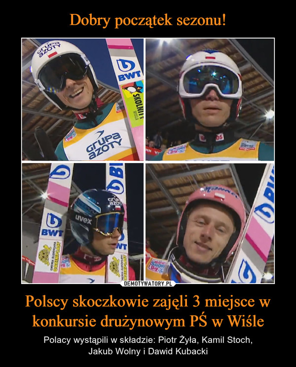 Dobry początek sezonu! Polscy skoczkowie zajęli 3 miejsce w konkursie drużynowym PŚ w Wiśle