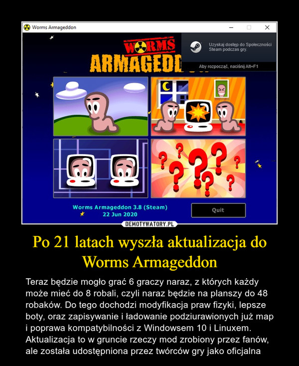 Po 21 latach wyszła aktualizacja do Worms Armageddon
