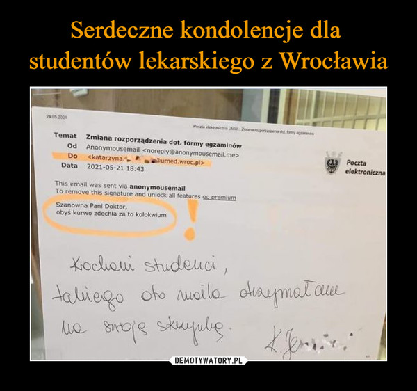 Serdeczne kondolencje dla 
studentów lekarskiego z Wrocławia