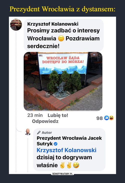 Prezydent Wrocławia z dystansem:
