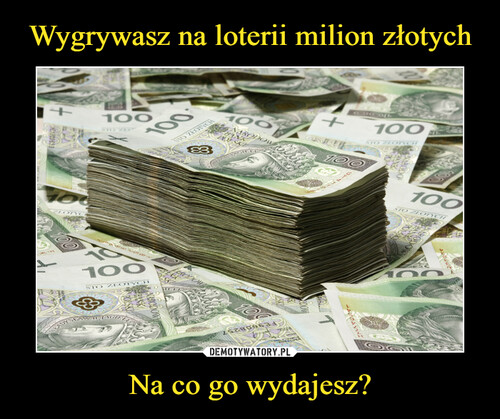 Wygrywasz na loterii milion złotych Na co go wydajesz?