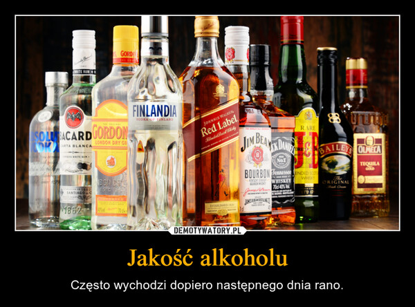 Jakość alkoholu – Często wychodzi dopiero następnego dnia rano. 