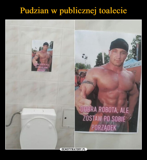 Pudzian w publicznej toalecie