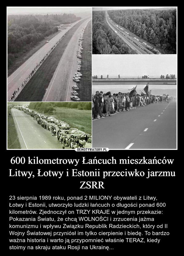 600 kilometrowy Łańcuch mieszkańców Litwy, Łotwy i Estonii przeciwko jarzmu ZSRR