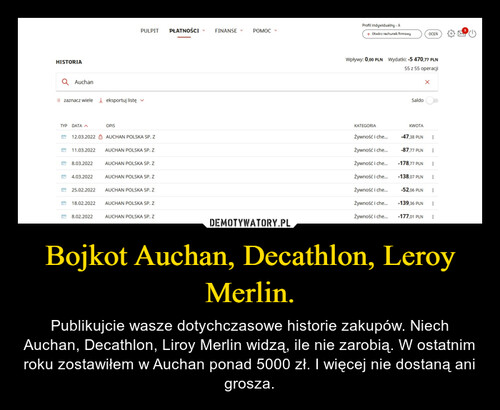 Bojkot Auchan, Decathlon, Leroy Merlin.