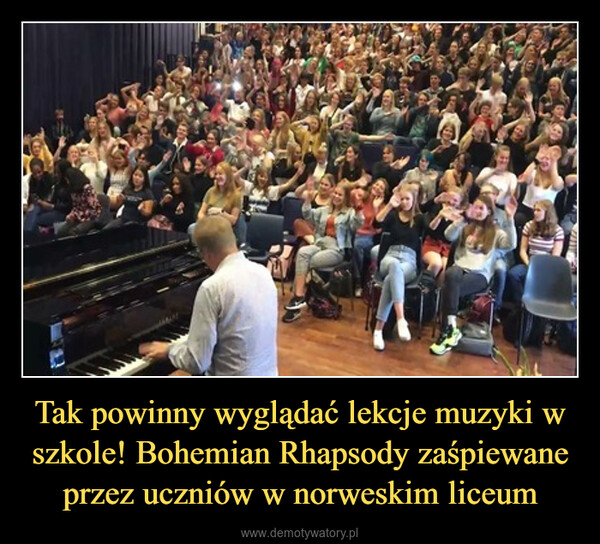 Tak powinny wyglądać lekcje muzyki w szkole! Bohemian Rhapsody zaśpiewane przez uczniów w norweskim liceum –  