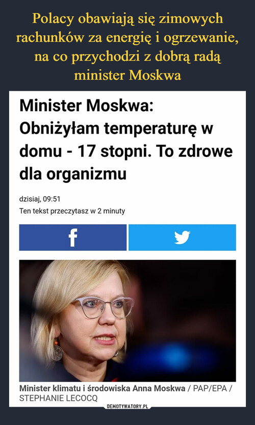 Polacy obawiają się zimowych rachunków za energię i ogrzewanie, na co przychodzi z dobrą radą minister Moskwa