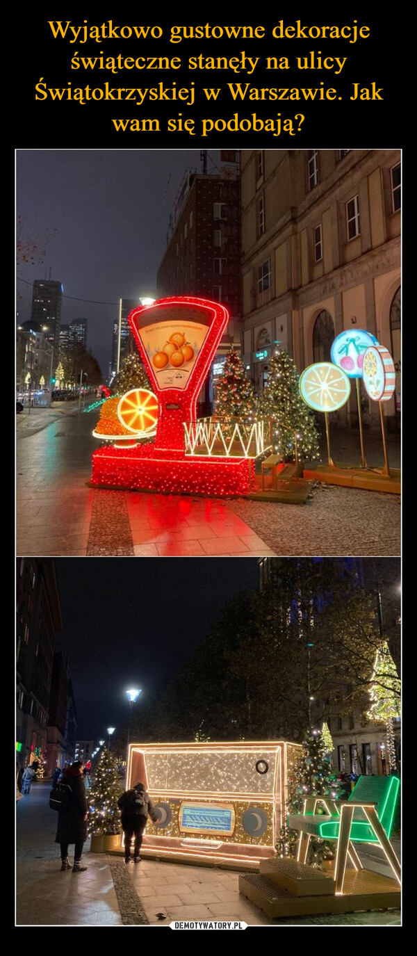 Wyjątkowo gustowne dekoracje świąteczne stanęły na ulicy Świątokrzyskiej w Warszawie. Jak wam się podobają?